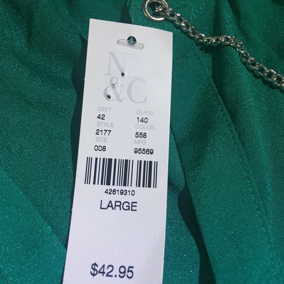 New York & Company Green Sheer Long Sleeved Blouse - Picture 3 of 8